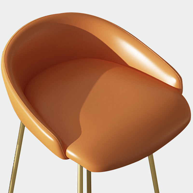 Modern Backrest Armless Counter Stool Iron Bar Stool with Leather Cushion