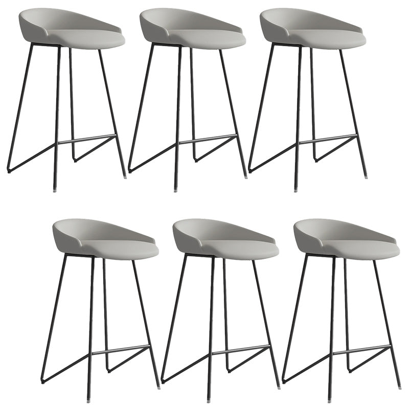 Modern Backrest Armless Counter Stool Iron Bar Stool with Leather Cushion