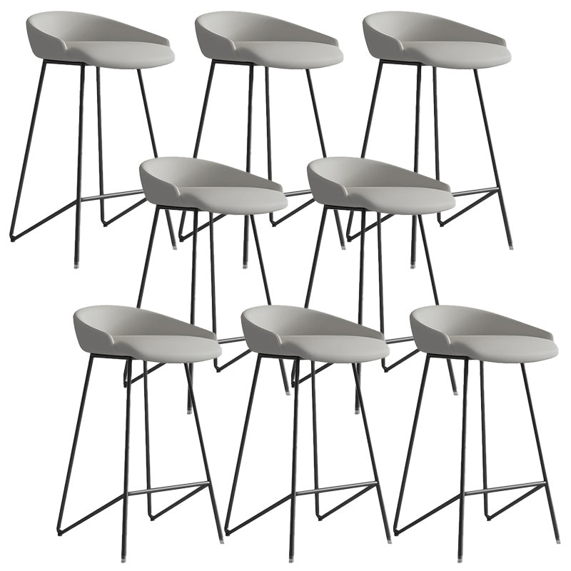 Modern Backrest Armless Counter Stool Iron Bar Stool with Leather Cushion
