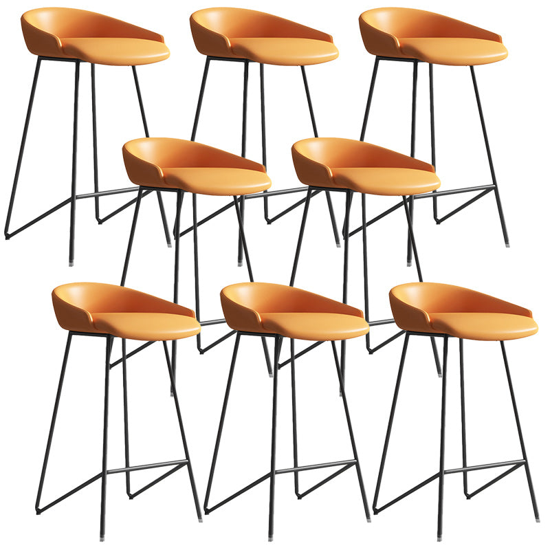 Modern Backrest Armless Counter Stool Iron Bar Stool with Leather Cushion