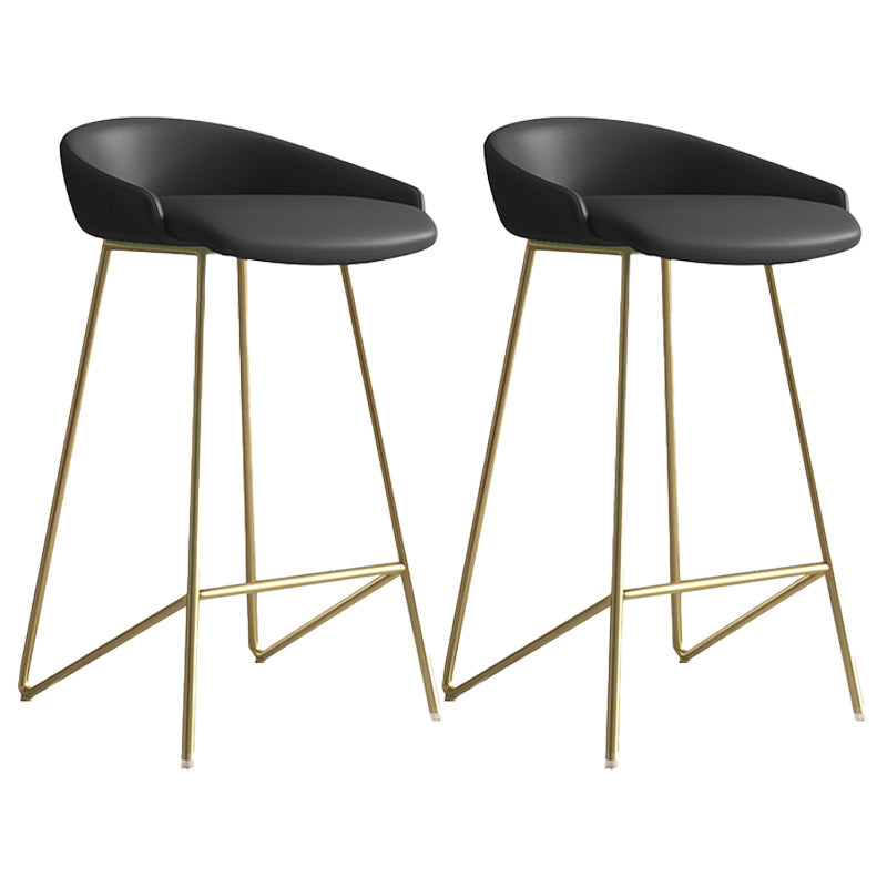 Modern Backrest Armless Counter Stool Iron Bar Stool with Leather Cushion