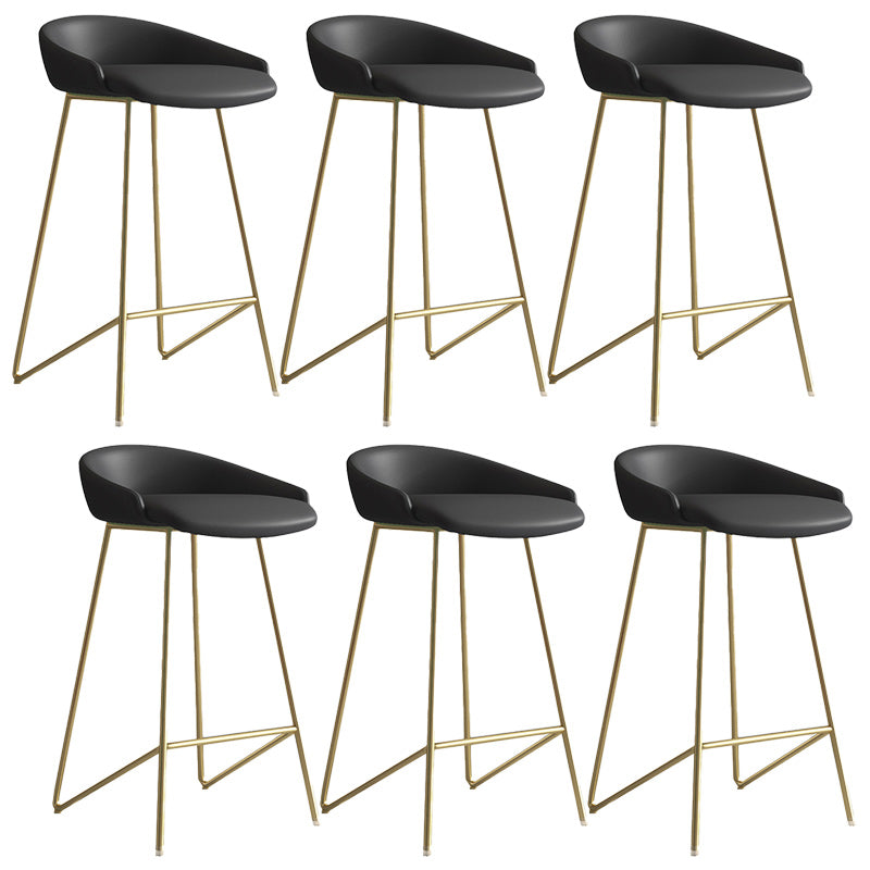 Modern Backrest Armless Counter Stool Iron Bar Stool with Leather Cushion