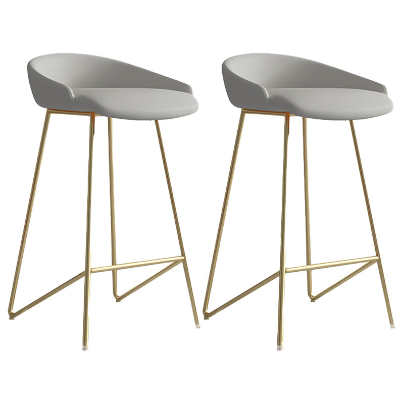 Modern Backrest Armless Counter Stool Iron Bar Stool with Leather Cushion