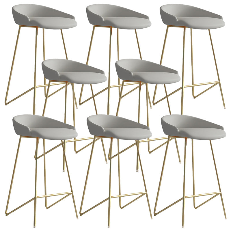 Modern Backrest Armless Counter Stool Iron Bar Stool with Leather Cushion