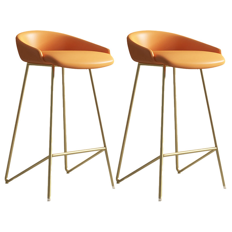 Modern Backrest Armless Counter Stool Iron Bar Stool with Leather Cushion