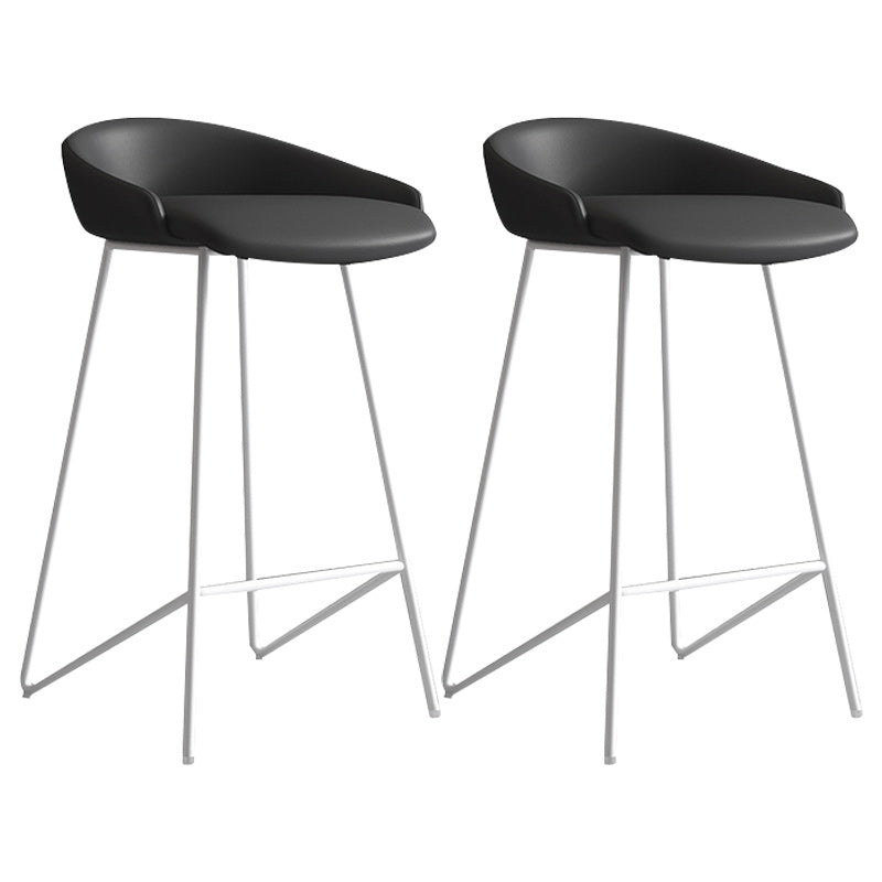 Modern Backrest Armless Counter Stool Iron Bar Stool with Leather Cushion