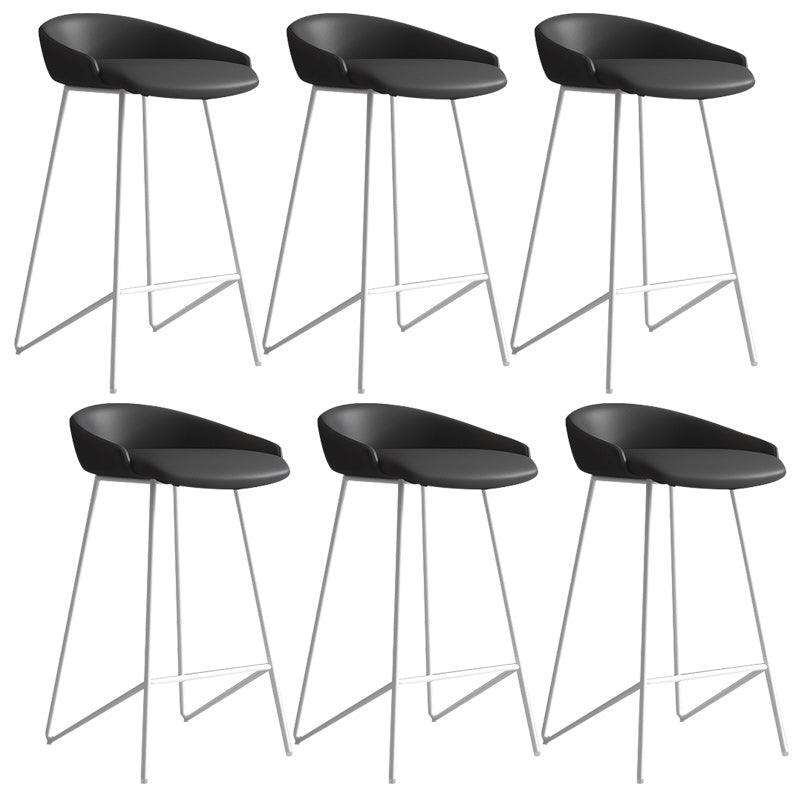 Modern Backrest Armless Counter Stool Iron Bar Stool with Leather Cushion