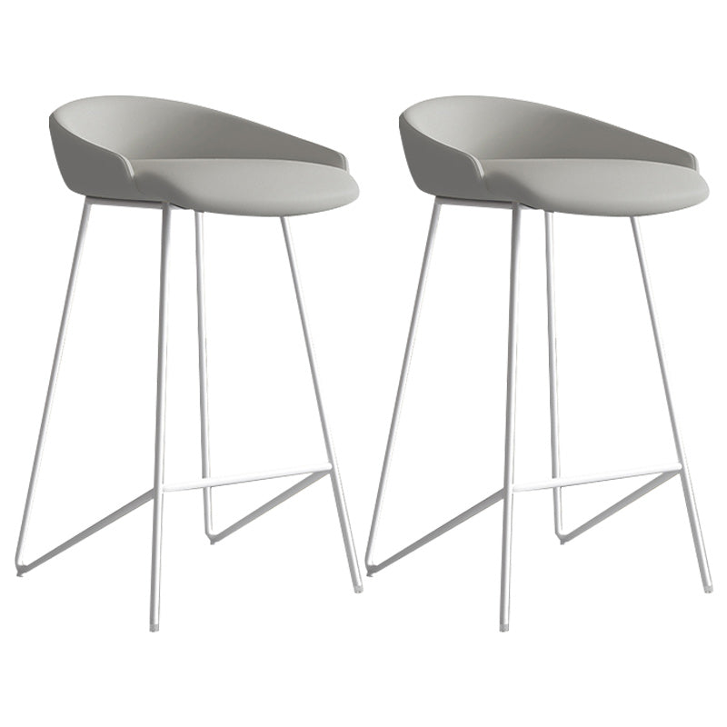 Modern Backrest Armless Counter Stool Iron Bar Stool with Leather Cushion