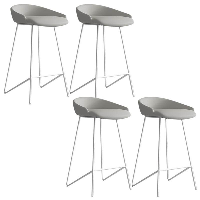 Modern Backrest Armless Counter Stool Iron Bar Stool with Leather Cushion