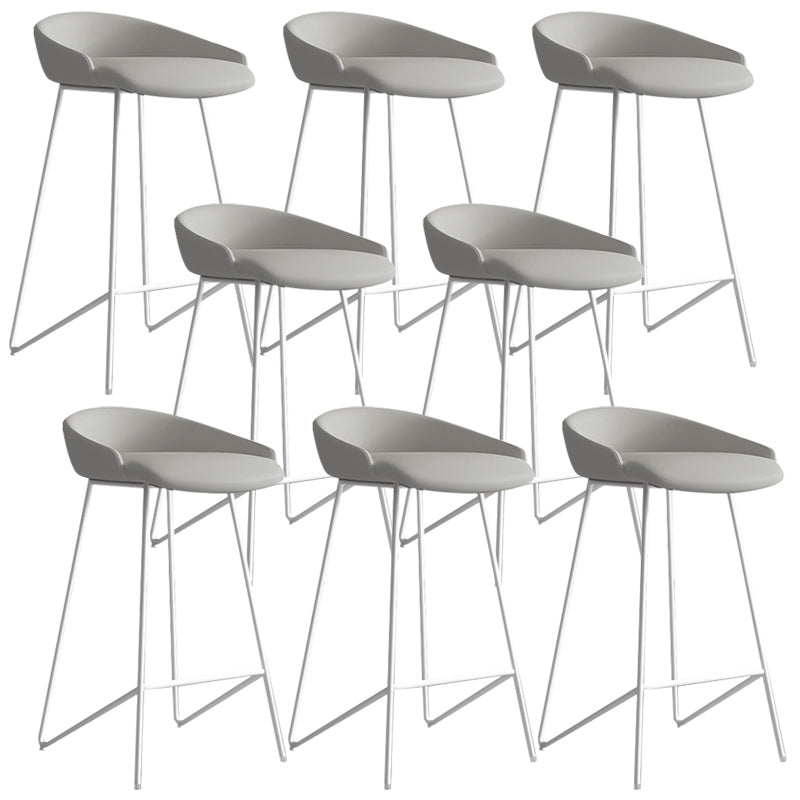 Modern Backrest Armless Counter Stool Iron Bar Stool with Leather Cushion