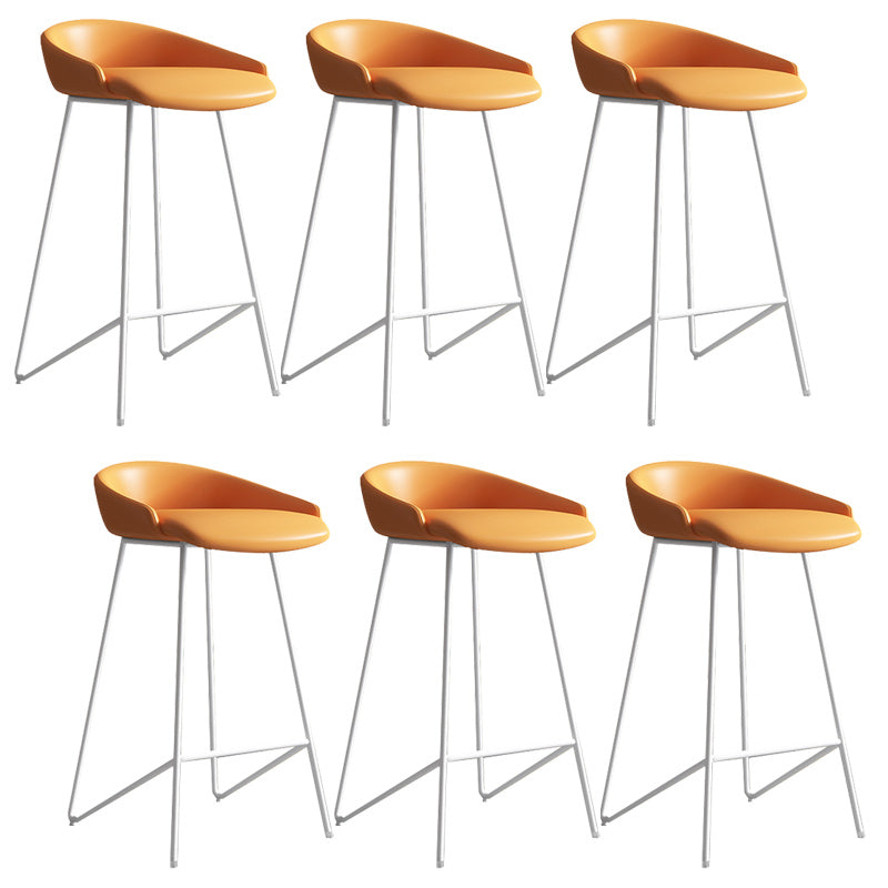 Modern Backrest Armless Counter Stool Iron Bar Stool with Leather Cushion