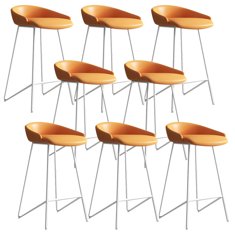 Modern Backrest Armless Counter Stool Iron Bar Stool with Leather Cushion