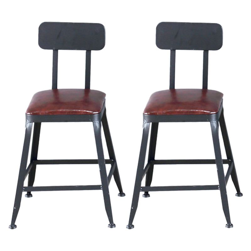 Industrial Leather Top Barstool Black 4 Legs Bar Stool for Indoor