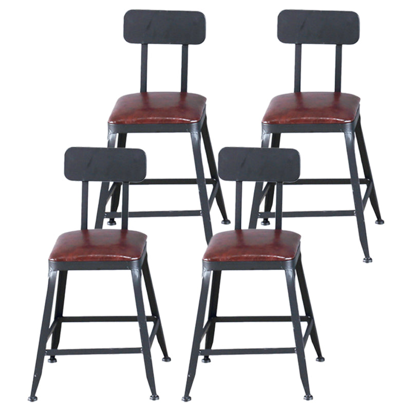 Industrial Leather Top Barstool Black 4 Legs Bar Stool for Indoor