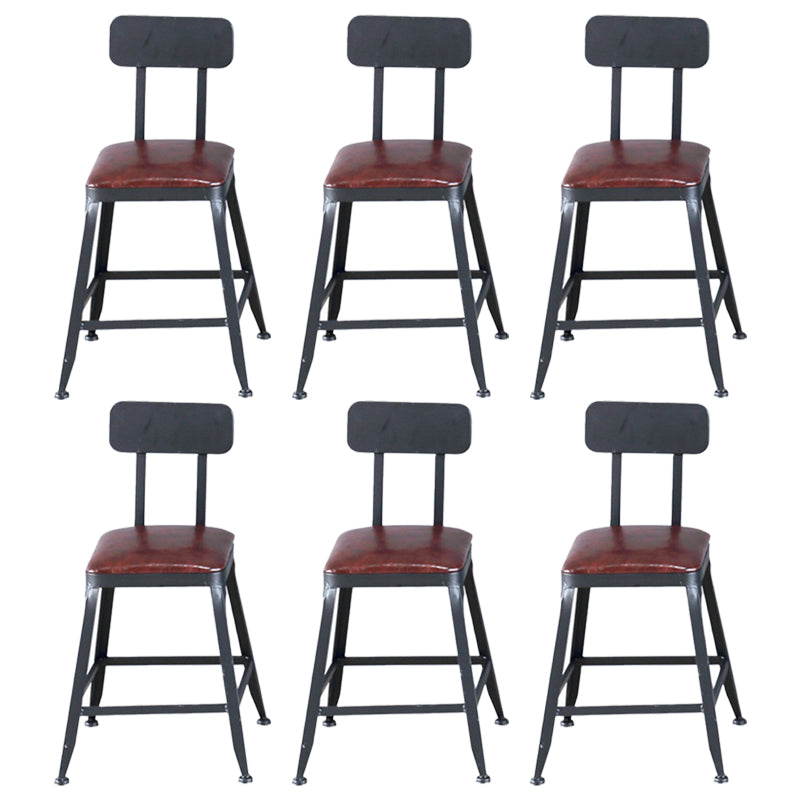 Industrial Leather Top Barstool Black 4 Legs Bar Stool for Indoor