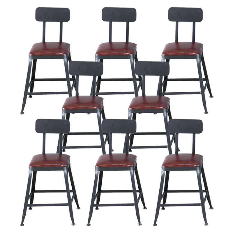 Industrial Leather Top Barstool Black 4 Legs Bar Stool for Indoor