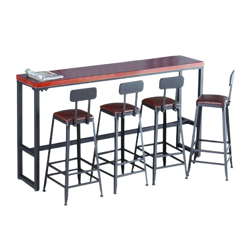 Industrial Leather Top Barstool Black 4 Legs Bar Stool for Indoor