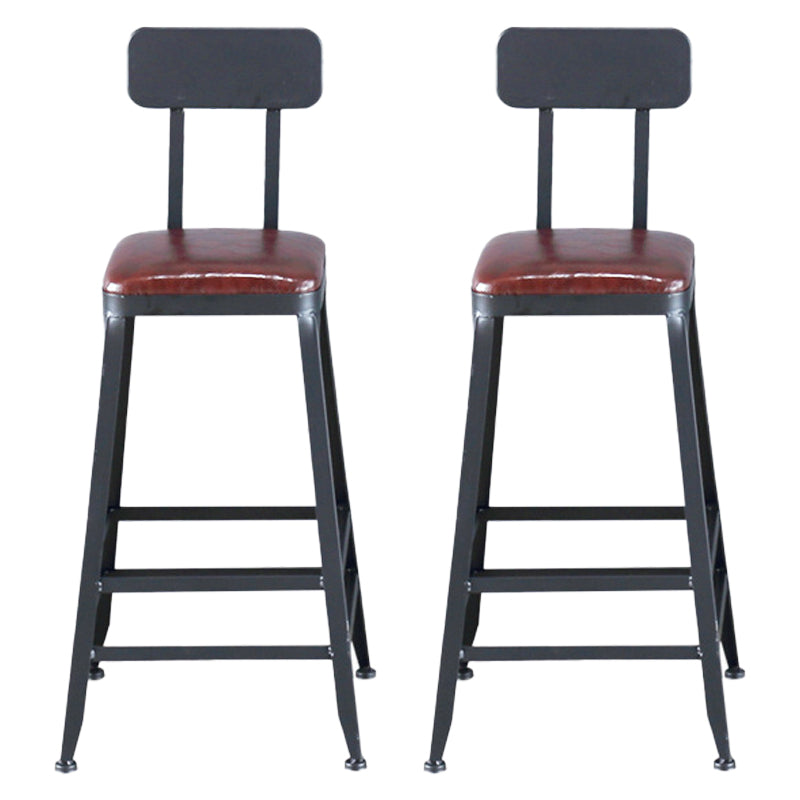 Industrial Leather Top Barstool Black 4 Legs Bar Stool for Indoor