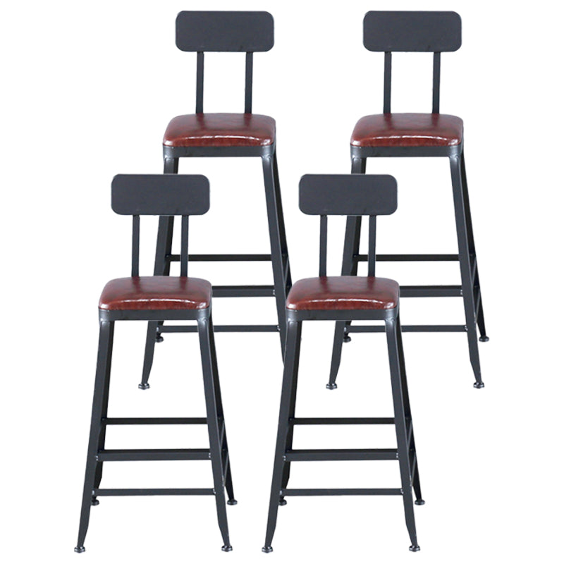 Industrial Leather Top Barstool Black 4 Legs Bar Stool for Indoor