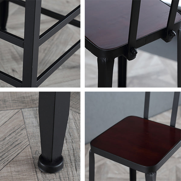 Industrial Leather Top Barstool Black 4 Legs Bar Stool for Indoor