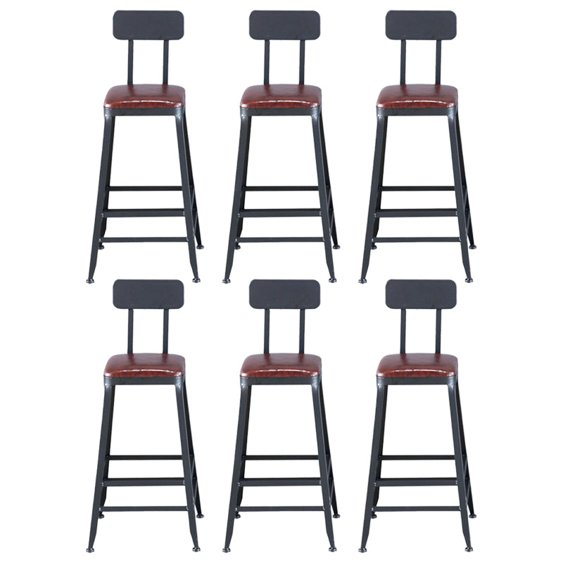 Industrial Leather Top Barstool Black 4 Legs Bar Stool for Indoor