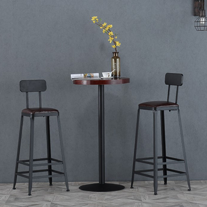 Industrial Leather Top Barstool Black 4 Legs Bar Stool for Indoor