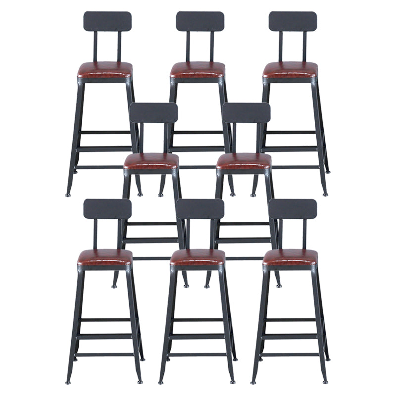 Industrial Leather Top Barstool Black 4 Legs Bar Stool for Indoor