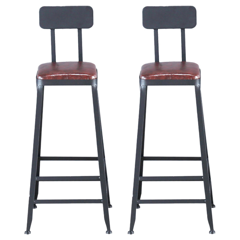 Industrial Leather Top Barstool Black 4 Legs Bar Stool for Indoor