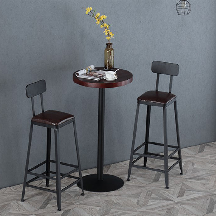 Industrial Leather Top Barstool Black 4 Legs Bar Stool for Indoor