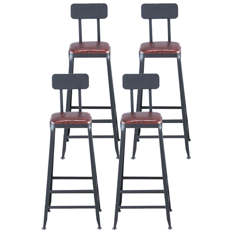 Industrial Leather Top Barstool Black 4 Legs Bar Stool for Indoor