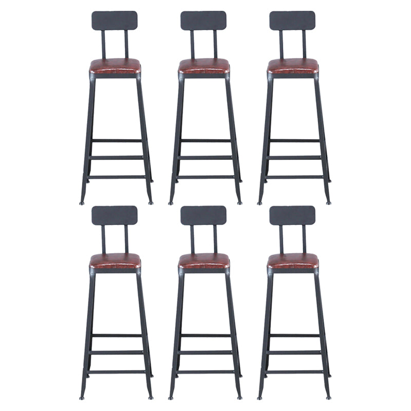 Industrial Leather Top Barstool Black 4 Legs Bar Stool for Indoor
