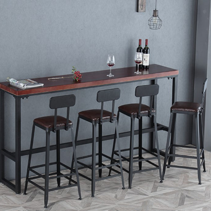 Industrial Leather Top Barstool Black 4 Legs Bar Stool for Indoor