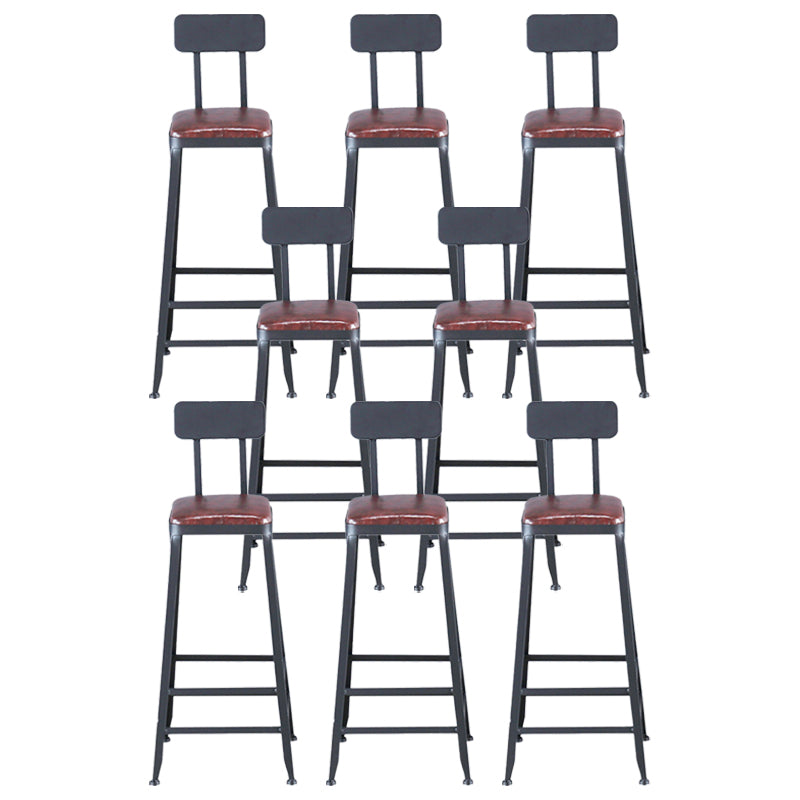 Industrial Leather Top Barstool Black 4 Legs Bar Stool for Indoor
