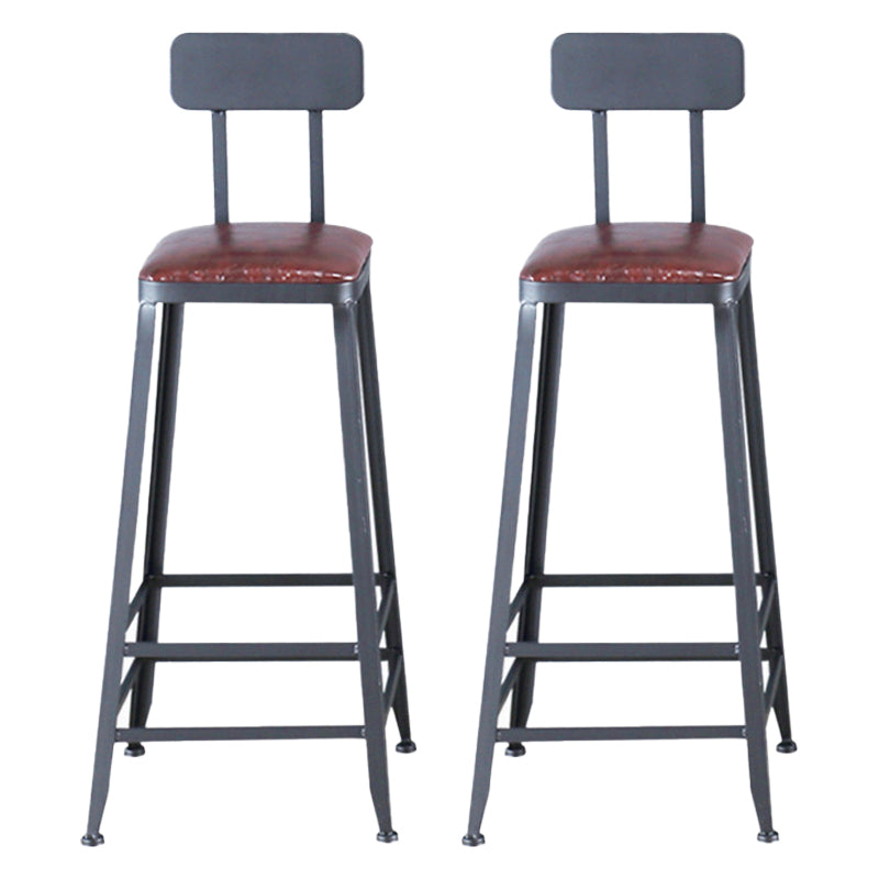 Industrial Leather Top Barstool Black 4 Legs Bar Stool for Indoor