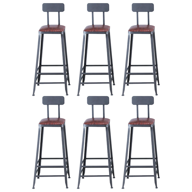 Industrial Leather Top Barstool Black 4 Legs Bar Stool for Indoor