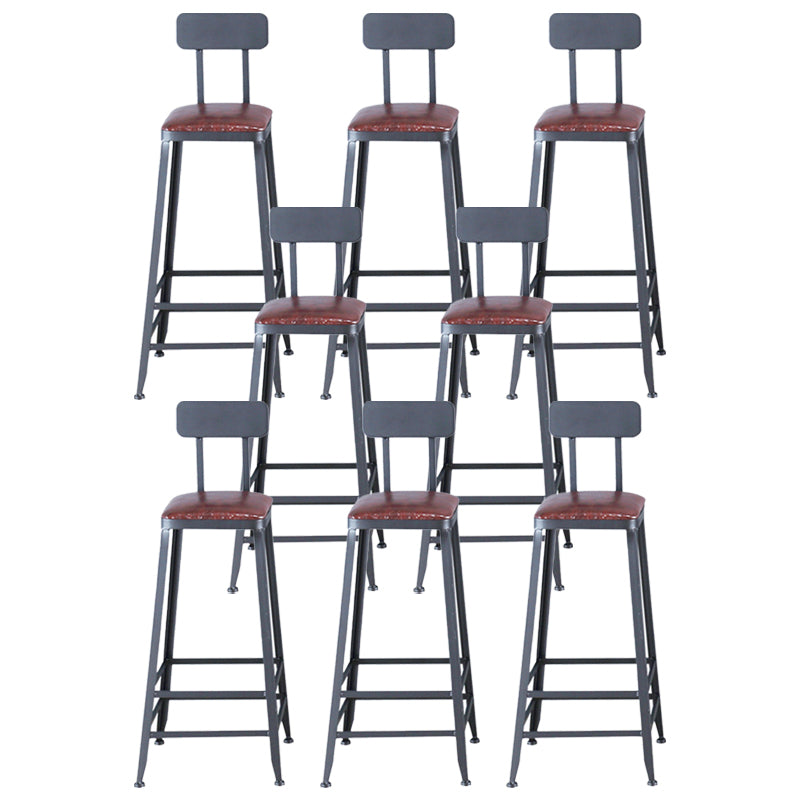 Industrial Leather Top Barstool Black 4 Legs Bar Stool for Indoor