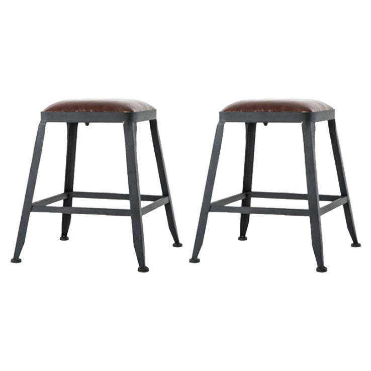Industrial Leather Top Barstool Black 4 Legs Bar Stool for Indoor