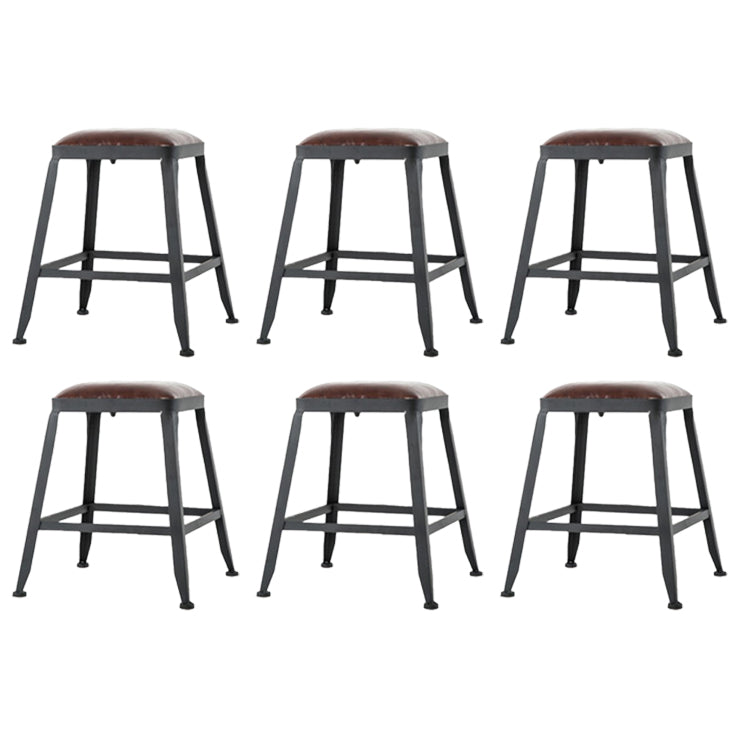 Industrial Leather Top Barstool Black 4 Legs Bar Stool for Indoor