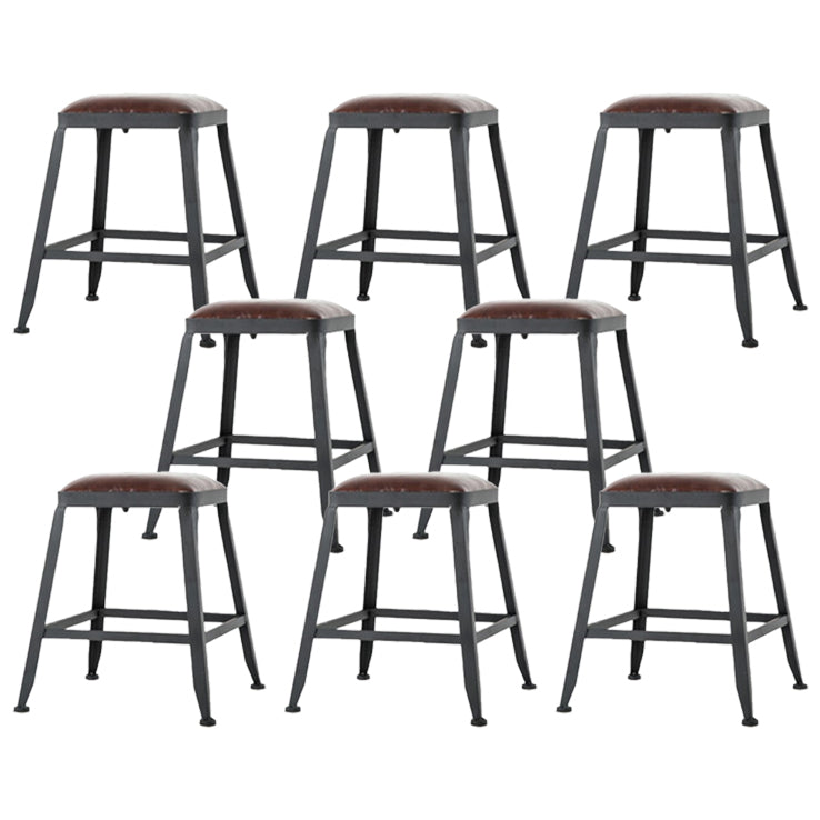 Industrial Leather Top Barstool Black 4 Legs Bar Stool for Indoor