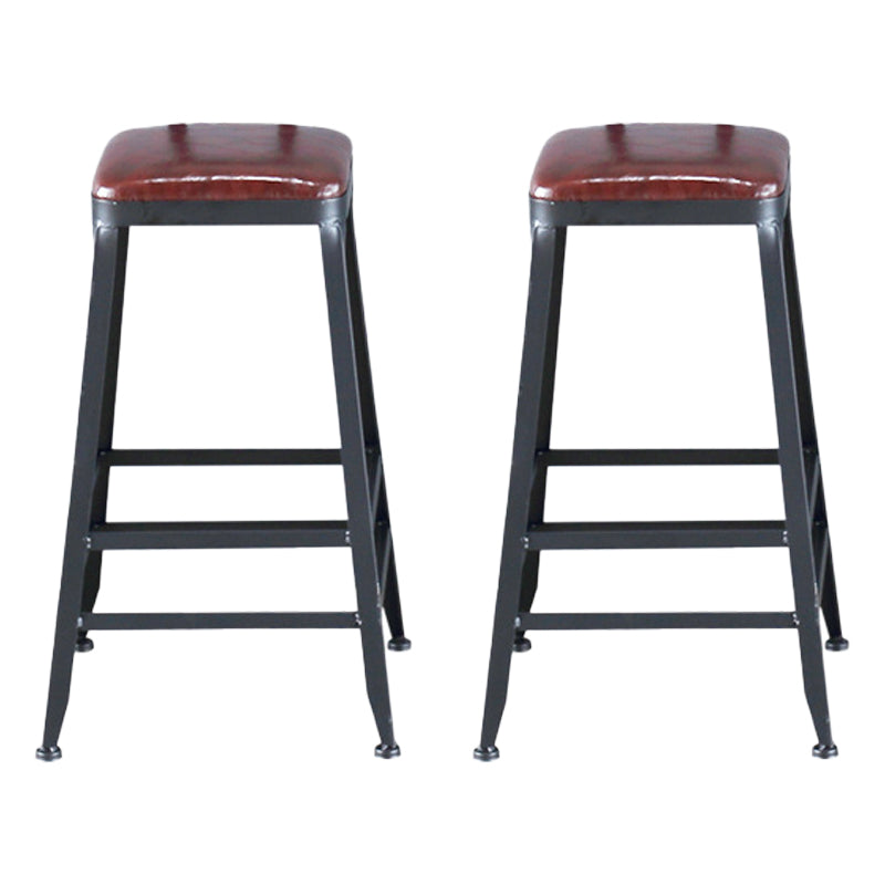 Industrial Leather Top Barstool Black 4 Legs Bar Stool for Indoor