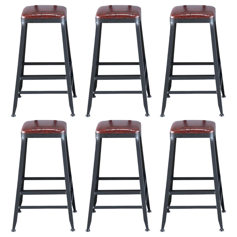 Industrial Leather Top Barstool Black 4 Legs Bar Stool for Indoor