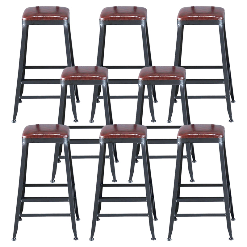Industrial Leather Top Barstool Black 4 Legs Bar Stool for Indoor