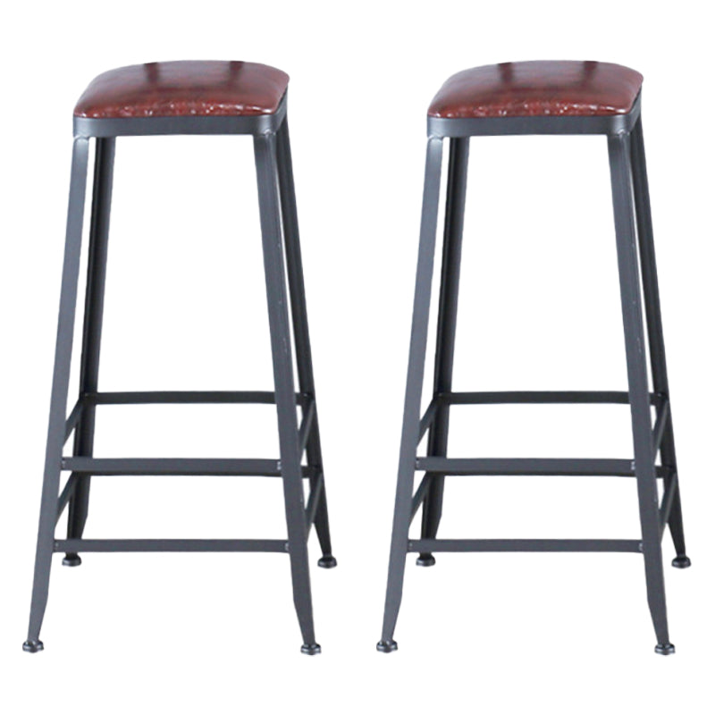 Industrial Leather Top Barstool Black 4 Legs Bar Stool for Indoor