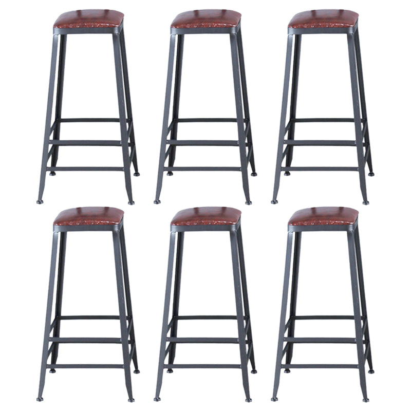 Industrial Leather Top Barstool Black 4 Legs Bar Stool for Indoor