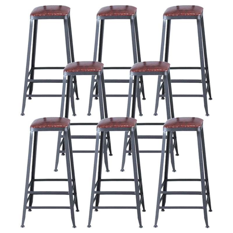 Industrial Leather Top Barstool Black 4 Legs Bar Stool for Indoor