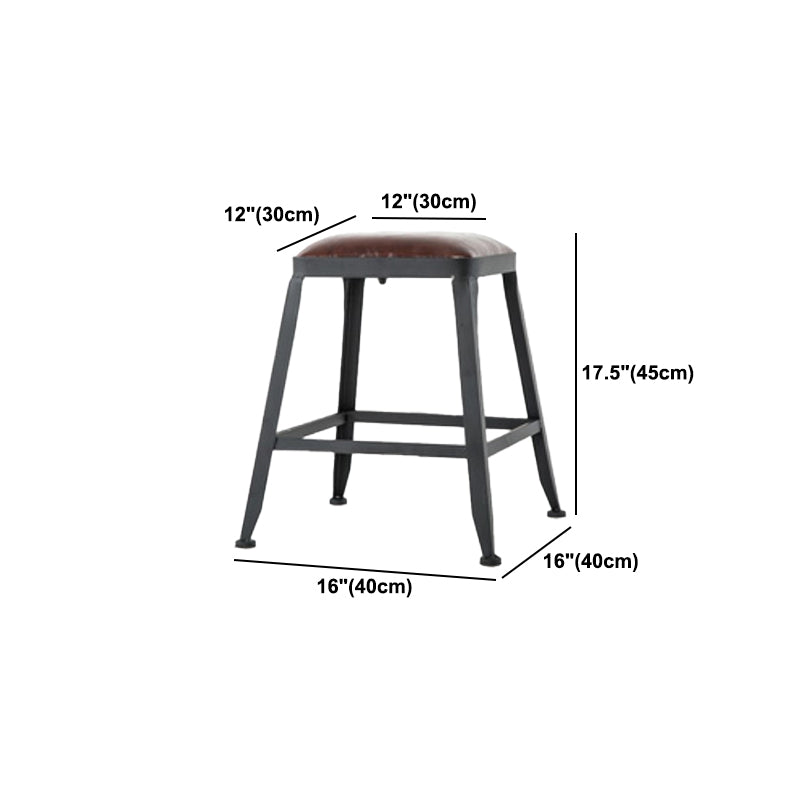 Industrial Leather Top Barstool Black 4 Legs Bar Stool for Indoor