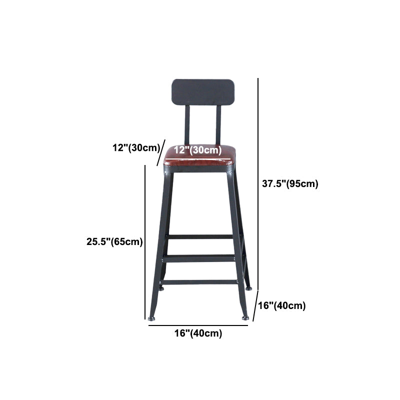 Industrial Leather Top Barstool Black 4 Legs Bar Stool for Indoor