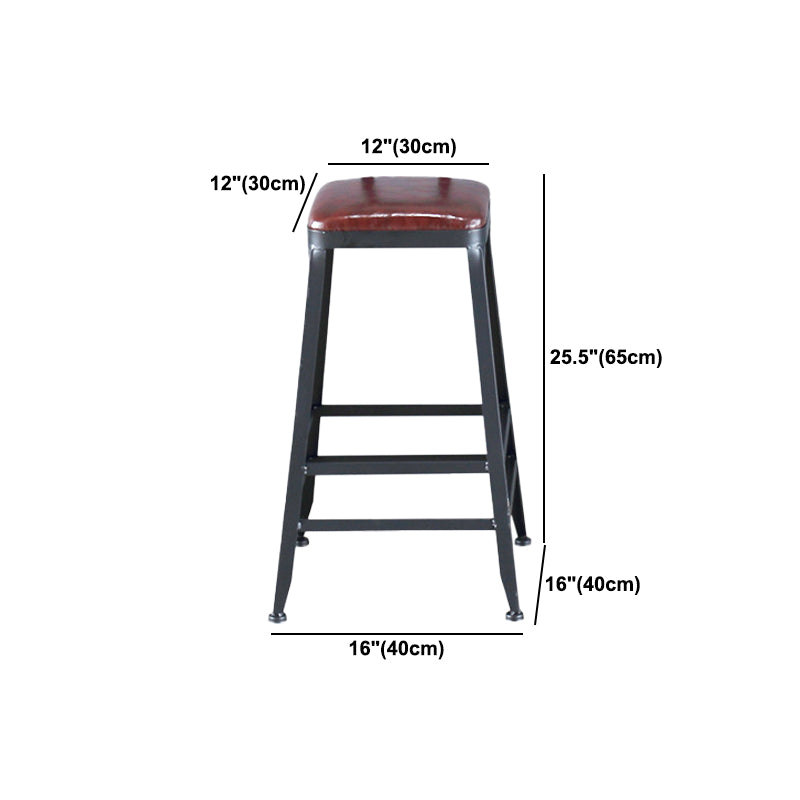 Industrial Leather Top Barstool Black 4 Legs Bar Stool for Indoor