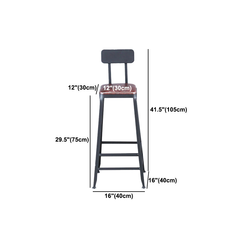 Industrial Leather Top Barstool Black 4 Legs Bar Stool for Indoor