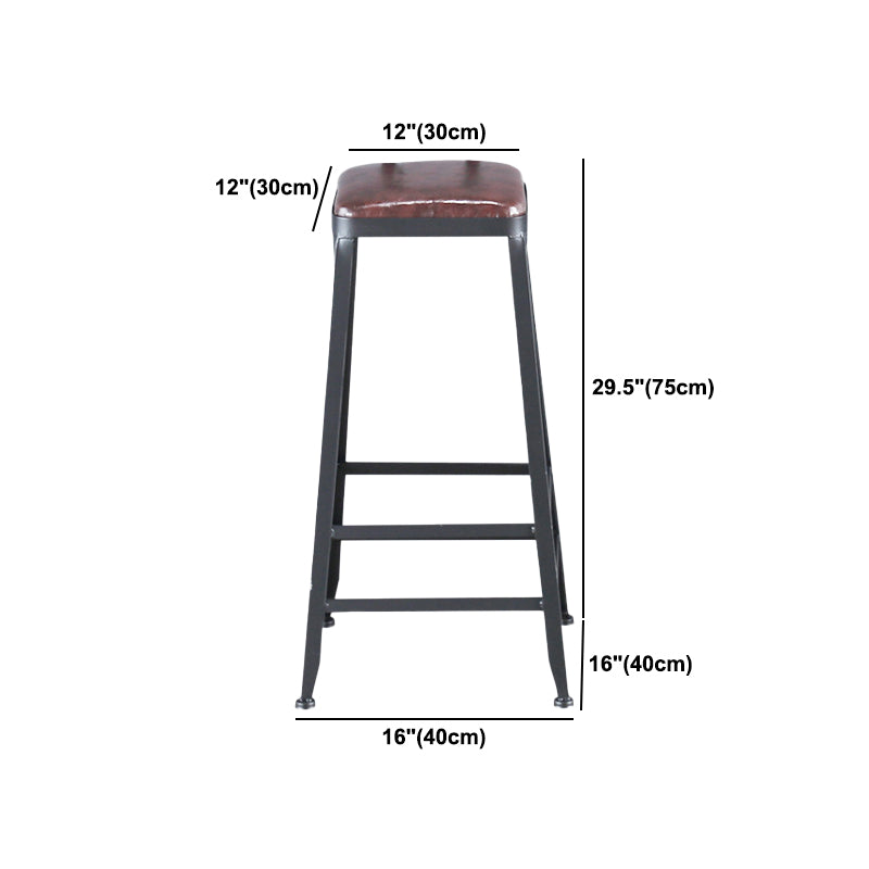 Industrial Leather Top Barstool Black 4 Legs Bar Stool for Indoor
